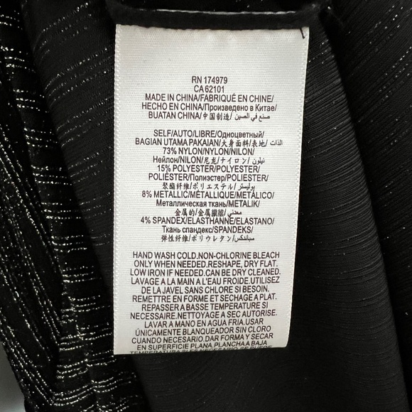 BCBG MAXAZRIA Silver on Black, Metallic lightweight knit Short Wrap Dress - Picture 11 of 14